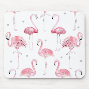 Rosa Flamingo-graues Tupfen-Chic-Aquarell Mousepad