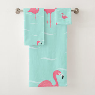 Rosa Flamingo-Handtücher Badhandtuch Set