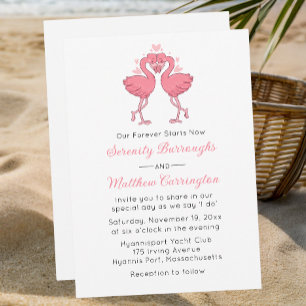 Rosa Flamingo Hawaiianische Tropische Strandhochze Einladung