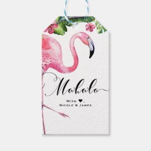 Rosa Flamingo Hibiskus Floral Hawaii MAHALO ALOHA Geschenkanhänger