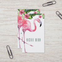 Rosa Flamingo & Hibiskus Tropical Floral Blätter