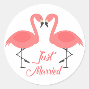 Rosa Flamingo Hochzeit Tropische Hochzeit Runder Aufkleber