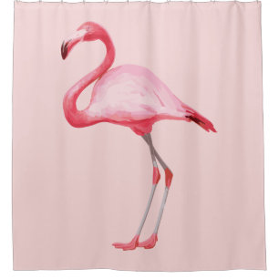 Rosa Flamingo Illustration Tropischer Vogel Niedli Duschvorhang