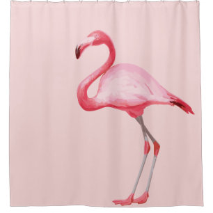 Rosa Flamingo Illustration Tropischer Vogel Niedli Duschvorhang