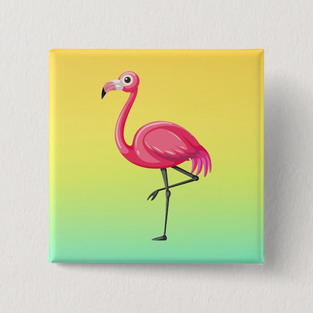 Rosa Flamingo im Cartoon-Stil Button (Vorderseite)