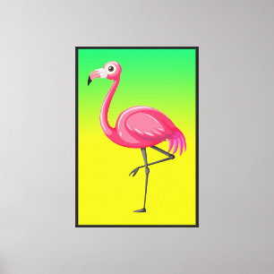 Rosa Flamingo im Cartoon-Stil Leinwanddruck