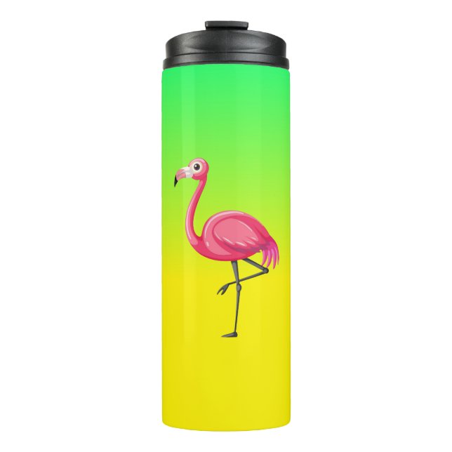 Rosa Flamingo im Cartoon-Stil Thermosbecher (Vorderseite)