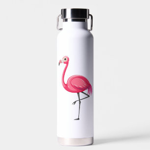 Rosa Flamingo im Cartoon-Stil Trinkflasche