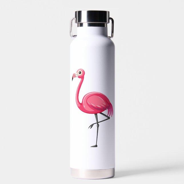 Rosa Flamingo im Cartoon-Stil Trinkflasche (Vorne)