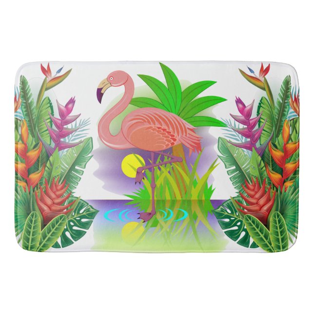 Rosa Flamingo im Paradies Badematte (Vorderseite)