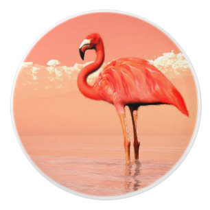 Rosa Flamingo im Wasser - 3D übertragen Keramikknauf