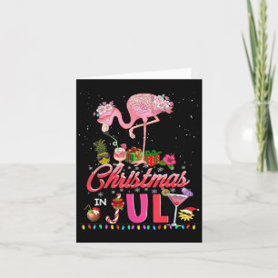 Rosa Flamingo in der Weihnachtsmannmütze Weihnacht Karte
