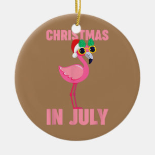 Rosa Flamingo in der Weihnachtsmannmütze Weihnacht Keramik Ornament