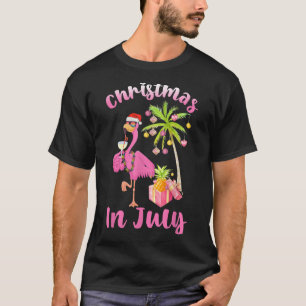 Rosa Flamingo in der Weihnachtsmannmütze Weihnacht T-Shirt