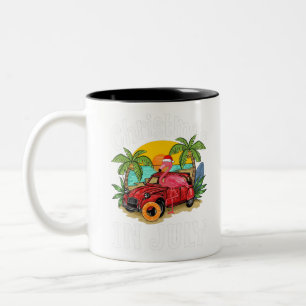 Rosa Flamingo in der Weihnachtsmannmütze Weihnacht Zweifarbige Tasse