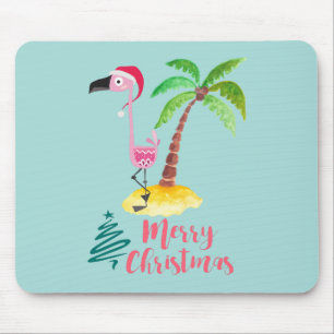 Rosa Flamingo in einer Weihnachtsmannmütze von Pal Mousepad