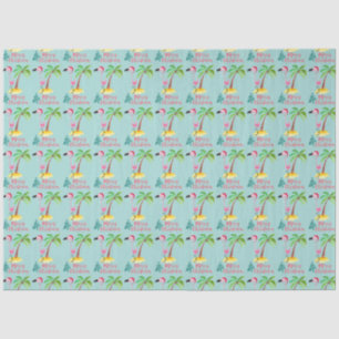 Rosa Flamingo in einer Weihnachtsmannmütze von Pal Seidenpapier