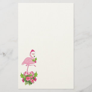 Rosa Flamingo in Weihnachtsmannmütze mit Candy Can Briefpapier