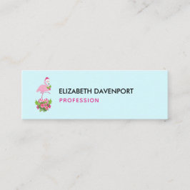 Rosa Flamingo in Weihnachtsmannmütze mit Candy Can Mini Visitenkarte