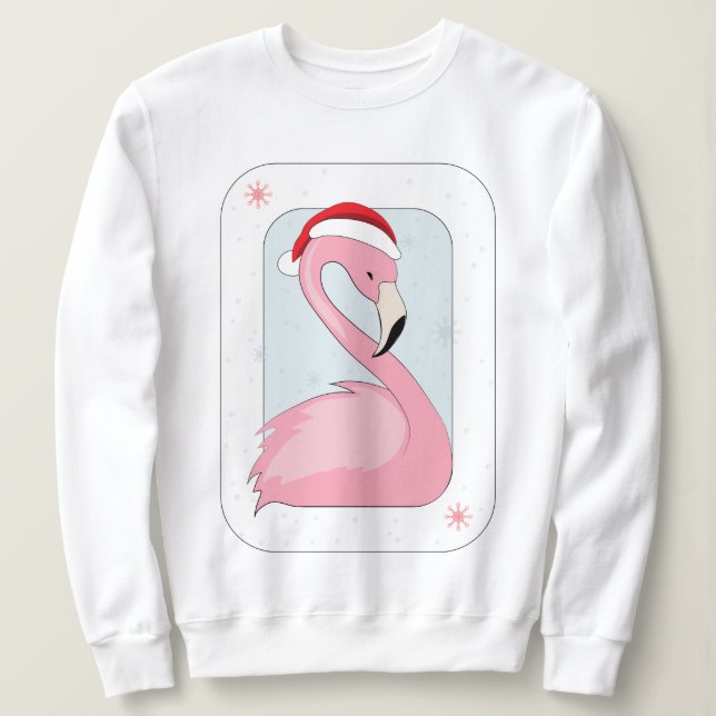 Rosa Flamingo in Weihnachtsmannmütze Sweatshirt (Design vorne)