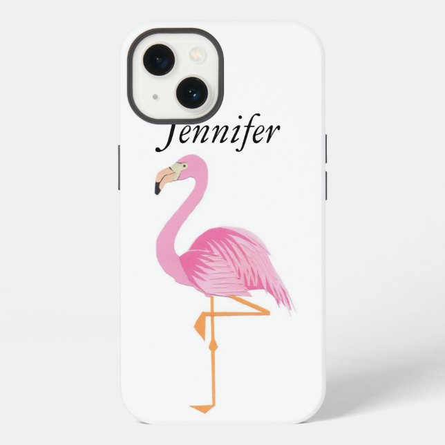 Rosa Flamingo iPhone-Hülle mit Monogramm iPhone Hülle (Rückseite)
