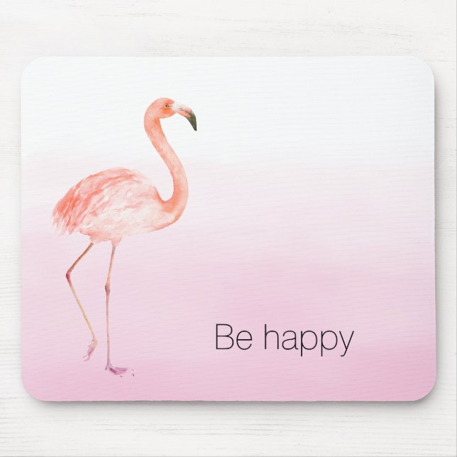 Rosa Flamingo ist glücklich Mousepad (Vorne)