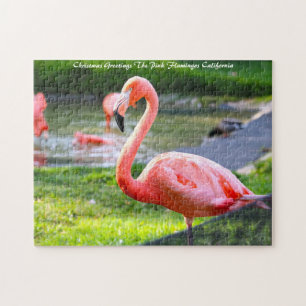 Rosa Flamingo Kalifornien.Weihnachtsgrüße Puzzle