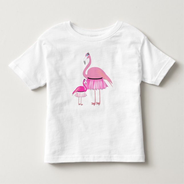 Rosa Flamingo Kleinkind Ruffle Kleid Kleinkind T-shirt (Vorderseite)