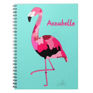 Rosa Flamingo Kunst Aquamarin Notizblock