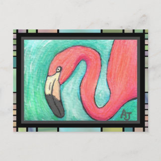 Rosa Flamingo - künstlerische Postkarte (2)