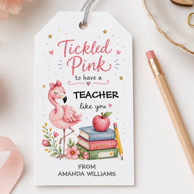 Rosa Flamingo-Lehrerdankeschön Geschenkanhänger (Tickled Pink Teacher Appreciation Favor Tag)