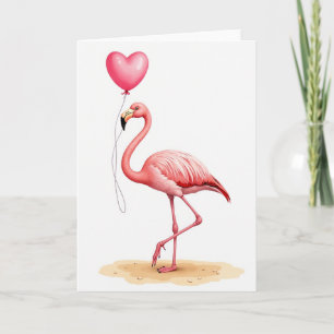Rosa Flamingo-Liebesherzkarte Karte