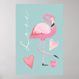 Rosa Flamingo-Liebesposter Poster