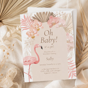 Rosa Flamingo Mädchen Baby Shower Einladung