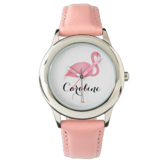 Rosa Flamingo-Mädchen-Uhr Armbanduhr