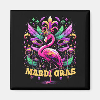 Rosa Flamingo Mardi Gras Krone Und Perlen Maske Ka Magnet