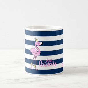 Rosa Flamingo,Marineblaue Streifen,Kleine Prinzess Kaffeetasse