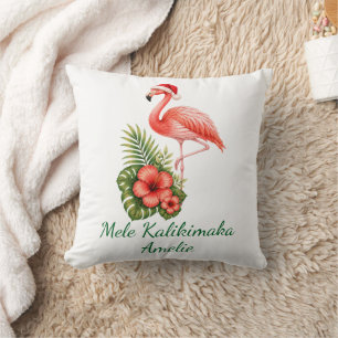 Rosa Flamingo Mele Kalikimaka Tropisches Weihnacht Kissen