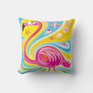 Rosa Flamingo mit Seestern Kissen
