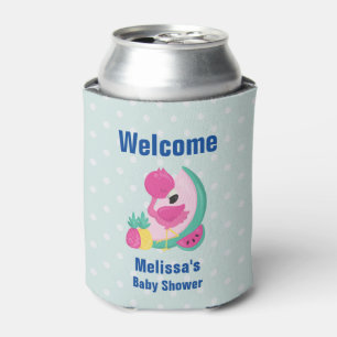 Rosa Flamingo mit Watermelon und Ananas Dosenkühler