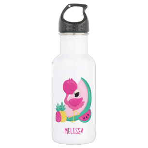 Rosa Flamingo mit Watermelon und Ananas Edelstahlflasche