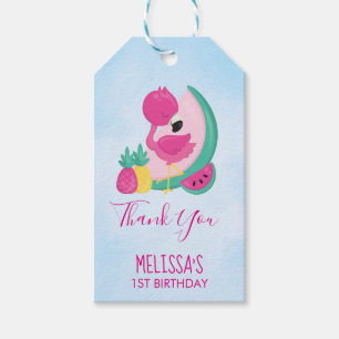 Rosa Flamingo mit Watermelon und Ananas Geschenkanhänger