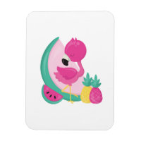 Rosa Flamingo mit Watermelon und Ananas