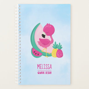 Rosa Flamingo mit Watermelon und Ananas Planer