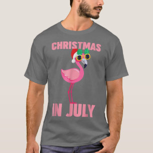 Rosa Flamingo mit Weihnachtsmannmütze Weihnachten T-Shirt