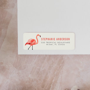 Rosa Flamingo Moderne Typografie Rücksendeadress