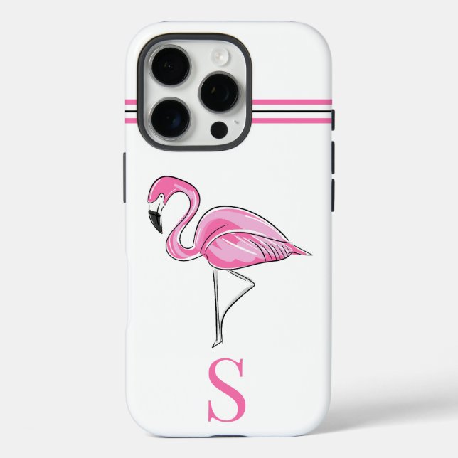 Rosa Flamingo Monogram Case-Mate iPhone Hülle (Rückseite)