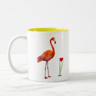 Rosa Flamingo & Monogramm Zweifarben-Kaffeetasse Zweifarbige Tasse