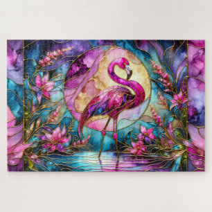Rosa-Flamingo-Mosaik aus Buntglas Puzzle
