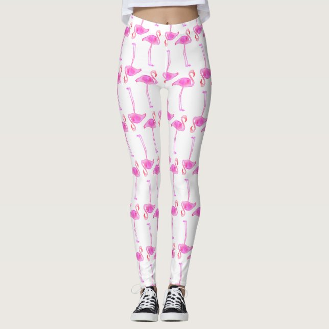 rosa Flamingo-Muster 2 Leggings (Vorderseite)